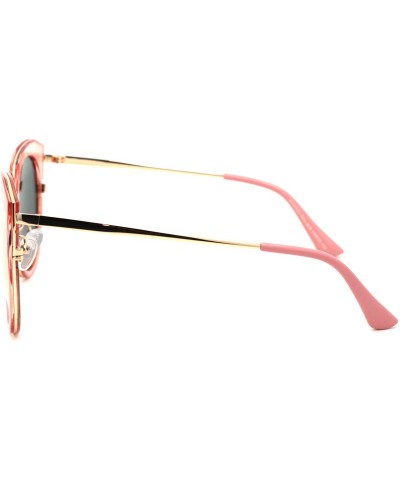 Butterfly Womens Polarized Lens Double Rim Butterfly Sunglasses - Pink Gold Pink Mirror - CE19202L475 $14.10