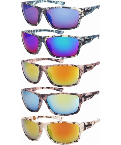 Sport Sports Style Plastic Sunglasses with Color Mirrored Lens 570074P-REV - Green/Blue Revo - C01266CYLYN $20.14