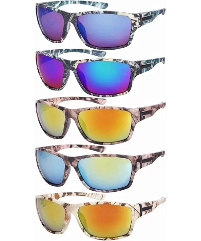 Sport Sports Style Plastic Sunglasses with Color Mirrored Lens 570074P-REV - Green/Blue Revo - C01266CYLYN $19.86