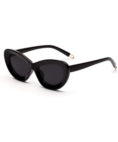 Cat Eye Retro Cat Eye Sunglasses Women Candy Colors Resin lens Glasses UV400 - Black - C618NIM70T4 $17.83