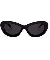 Cat Eye Retro Cat Eye Sunglasses Women Candy Colors Resin lens Glasses UV400 - Black - C618NIM70T4 $9.51