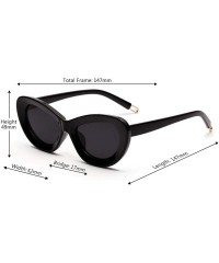 Cat Eye Retro Cat Eye Sunglasses Women Candy Colors Resin lens Glasses UV400 - Black - C618NIM70T4 $9.51