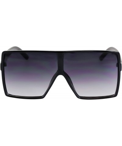 Sport Oversized Exaggerated Flat Top Huge SHIELD Square Sunglasses Colorful Lenses Fashion Sunglasses - Black - CY18HA6CH3N $...