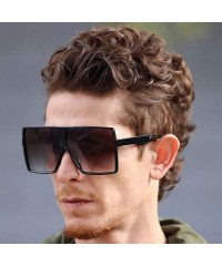 Sport Oversized Exaggerated Flat Top Huge SHIELD Square Sunglasses Colorful Lenses Fashion Sunglasses - Black - CY18HA6CH3N $...