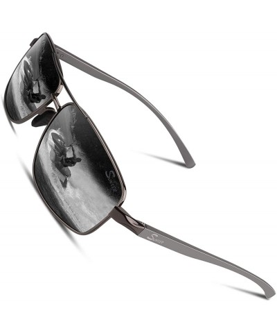 Goggle Polarized Sunglasses for Men Retro Classic Square Frame Shades SR003 - Z 4 Gun Grey Frame Black Lens - C118NWD2RIQ $27.90