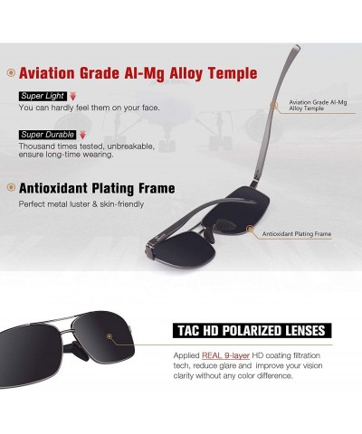 Goggle Polarized Sunglasses for Men Retro Classic Square Frame Shades SR003 - Z 4 Gun Grey Frame Black Lens - C118NWD2RIQ $15.95