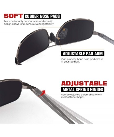 Goggle Polarized Sunglasses for Men Retro Classic Square Frame Shades SR003 - Z 4 Gun Grey Frame Black Lens - C118NWD2RIQ $15.95