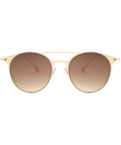 Sport Men Women Timeless Metal Top Bar Round Sunglasses - B - CG183NXTNRO $12.58