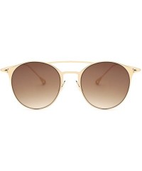 Sport Men Women Timeless Metal Top Bar Round Sunglasses - B - CG183NXTNRO $12.58