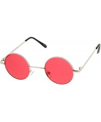 Round Small Retro Lennon Inspired Style Neutral-Colored Lens Round Metal Sunglasses 41mm - Silver / Red - C812N1O370K $12.89