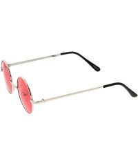 Round Small Retro Lennon Inspired Style Neutral-Colored Lens Round Metal Sunglasses 41mm - Silver / Red - C812N1O370K $12.89