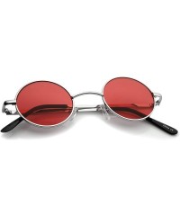 Round Small Retro Lennon Inspired Style Neutral-Colored Lens Round Metal Sunglasses 41mm - Silver / Red - C812N1O370K $12.89