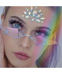 Rimless Small Rimless Cateye Party Sunglasses for small face - Flame Style Women Sun Glasses - C8194ORS5MG $12.01