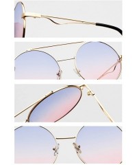 Rimless Men women Metal Round Sunglasses Slim frame Colored Flat Lens 60mm - Pink - CP18EQGGRHN $8.05