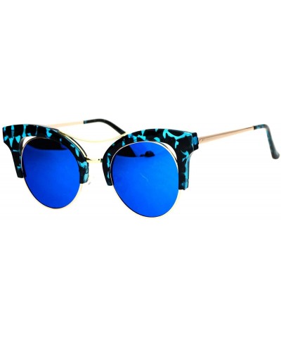 Butterfly Womens Cateye Butterfly Fashion Sunglasses Trending Flat Frame Mirror Lens - Blue Tort (Blue Mirror) - CP188TRN344 ...