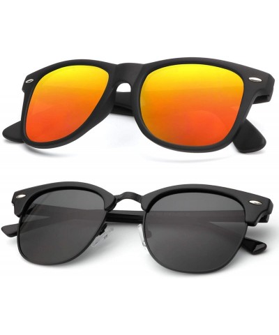 Rectangular Polarized Sunglasses for Men and Women Semi-Rimless Frame Driving Sun glasses 100% UV Blocking - CH18NX8UNCE $41.44