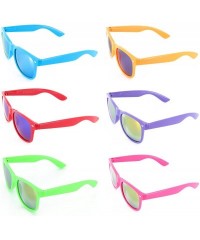 Square Neon Retro Sunglasses Color Mirror Lens for Men Women - Pack of 6 - CJ12NSILA8W $19.66