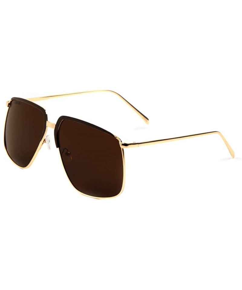 Aviator Geometric Thin Frame Top Color Frame Aviator Sunglasses - Brown - C9197QRYUIH $17.19