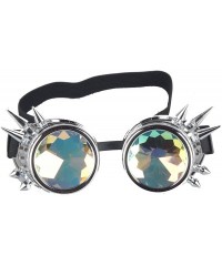 Goggle Retro Victorian Steampunk Goggles Rainbow Prism Kaleidoscope Glasses - Silver(spike) - CG18SNZ0DDR $16.95