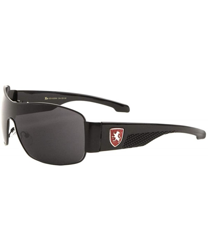 Shield Wide One Piece Shield Lens Texture Pattern Temple Sunglasses - Black Red - CJ199E0YQD3 $21.67