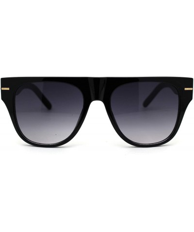 Rectangular Luxury Mobster Flat Top Horn Rim Plastic Retro Sunglasses - Black Smoke - CK18YZHZYUX $10.58