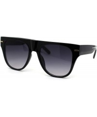 Rectangular Luxury Mobster Flat Top Horn Rim Plastic Retro Sunglasses - Black Smoke - CK18YZHZYUX $10.58