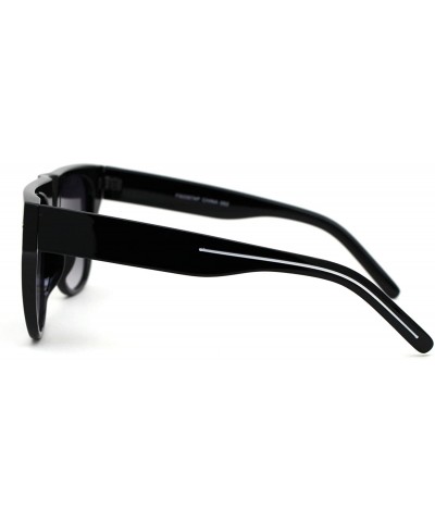 Rectangular Luxury Mobster Flat Top Horn Rim Plastic Retro Sunglasses - Black Smoke - CK18YZHZYUX $10.58
