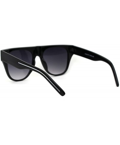 Rectangular Luxury Mobster Flat Top Horn Rim Plastic Retro Sunglasses - Black Smoke - CK18YZHZYUX $10.58