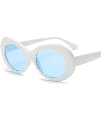 Round Vintage Sunglasses Driving Outdoor - Whiteblue - CX197TWWRST $51.40