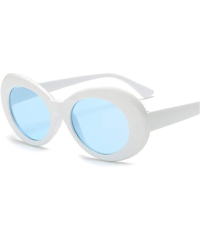 Round Vintage Sunglasses Driving Outdoor - Whiteblue - CX197TWWRST $26.63