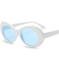Round Vintage Sunglasses Driving Outdoor - Whiteblue - CX197TWWRST $55.12