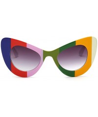 Cat Eye Womens Cat Eye Retro Eyewear Oversized Bold Rim Round Cateye Sunglasses - Rainbow Gradient Gray - C618E0HX7UM $14.54