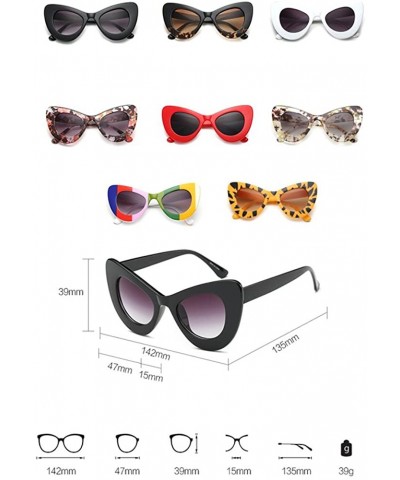 Cat Eye Womens Cat Eye Retro Eyewear Oversized Bold Rim Round Cateye Sunglasses - Rainbow Gradient Gray - C618E0HX7UM $14.54