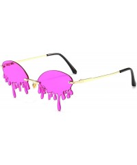 Rimless Rimless Retro Batman Vintage Fashion Style Sunglasses Steampunk Eyewear - Purple Drop - CJ199RTI6N6 $14.90