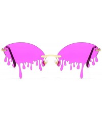 Rimless Rimless Retro Batman Vintage Fashion Style Sunglasses Steampunk Eyewear - Purple Drop - CJ199RTI6N6 $14.90
