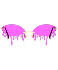 Rimless Rimless Retro Batman Vintage Fashion Style Sunglasses Steampunk Eyewear - Purple Drop - CJ199RTI6N6 $14.90