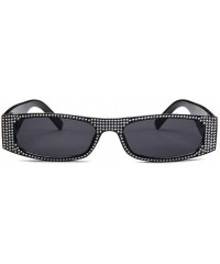 Square Rhinestone Sun Glasses Transparent Frame Women Square Sunglasses Sexy Sunglasses - Yellow - C918TZZHXC7 $15.27