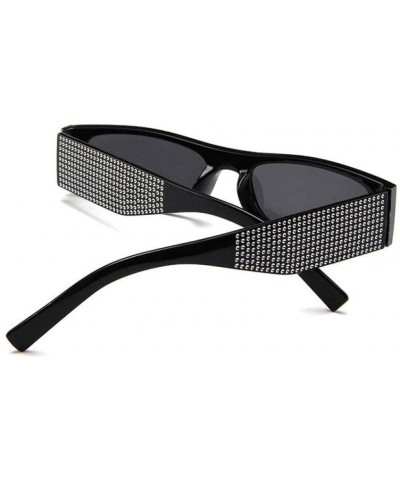 Square Rhinestone Sun Glasses Transparent Frame Women Square Sunglasses Sexy Sunglasses - Yellow - C918TZZHXC7 $15.27