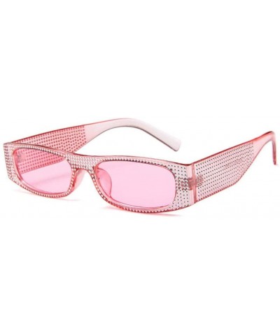 Square Rhinestone Sun Glasses Transparent Frame Women Square Sunglasses Sexy Sunglasses - Yellow - C918TZZHXC7 $15.27