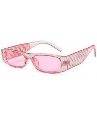 Square Rhinestone Sun Glasses Transparent Frame Women Square Sunglasses Sexy Sunglasses - Yellow - C918TZZHXC7 $15.27