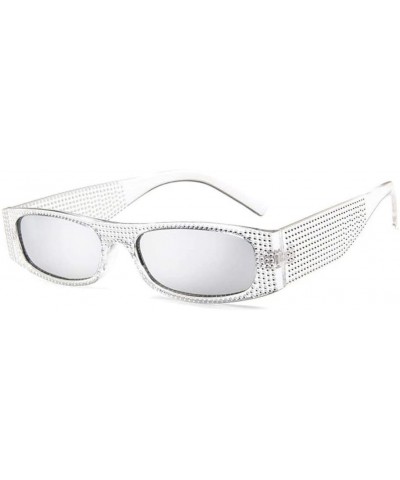 Square Rhinestone Sun Glasses Transparent Frame Women Square Sunglasses Sexy Sunglasses - Yellow - C918TZZHXC7 $15.27