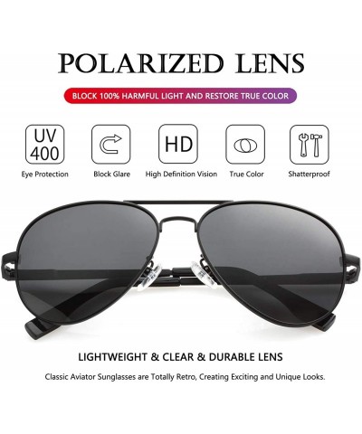 Aviator Polarized Aviator Sunglasses for Men Women Vintage Round Metal Sun Glasses 100% UV400 Protection - A2 Black/Grey - CF...