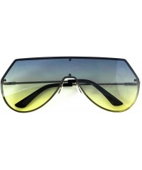 Aviator Mens Oversize Flat Top Aviator Retro Shield Oceanic Lens Rimless Sunglasses - Blue Yellow - CZ1839LH6G6 $19.05
