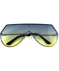 Aviator Mens Oversize Flat Top Aviator Retro Shield Oceanic Lens Rimless Sunglasses - Blue Yellow - CZ1839LH6G6 $8.09