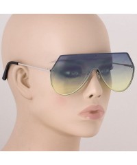 Aviator Mens Oversize Flat Top Aviator Retro Shield Oceanic Lens Rimless Sunglasses - Blue Yellow - CZ1839LH6G6 $19.05