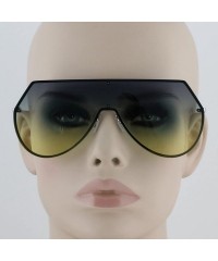 Aviator Mens Oversize Flat Top Aviator Retro Shield Oceanic Lens Rimless Sunglasses - Blue Yellow - CZ1839LH6G6 $19.05