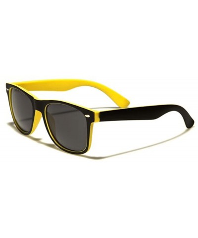 Wayfarer Classic Vintage Retro 80s Fashion Two-Tone Horn Rimmed Sunglasses - Black & Yellow - CJ18937U725 $23.50