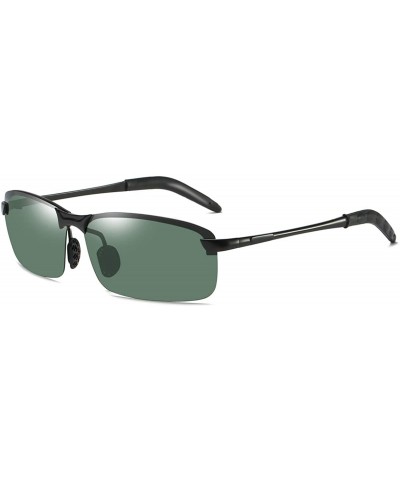 Rimless Polarized Sports Sunglasses Day And Night Driving Glasses Metal Frame Al-Mg Glasses - Green - CZ18MGIGS9L $20.08