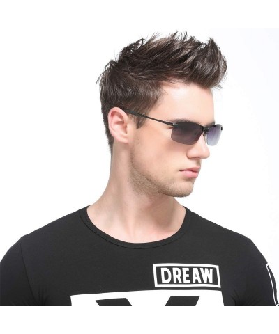 Rimless Polarized Sports Sunglasses Day And Night Driving Glasses Metal Frame Al-Mg Glasses - Green - CZ18MGIGS9L $8.80