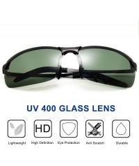 Rimless Polarized Sports Sunglasses Day And Night Driving Glasses Metal Frame Al-Mg Glasses - Green - CZ18MGIGS9L $8.80